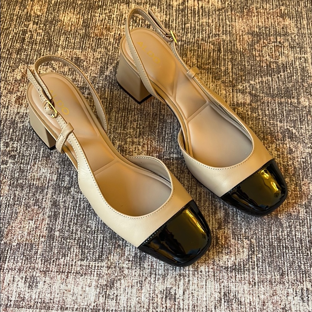 Cap Toe Slingback Heels